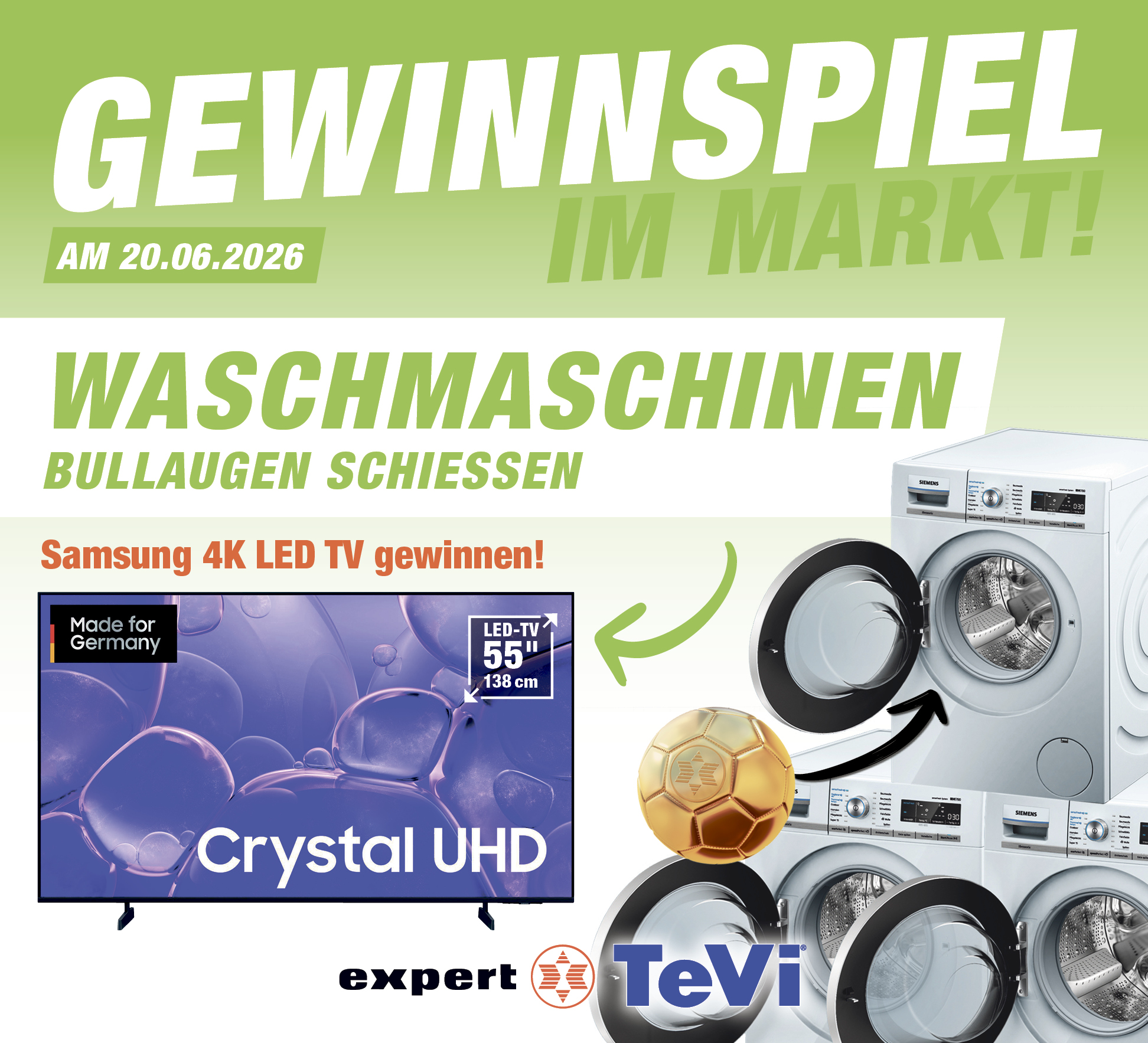 KW24-WM-Gewinnspiele-expert-TeVi-Bullaugen-schiessen_neu Gewinnspiel im TeVi MARKT: Waschmaschinenbullaugenschießen. Treffen und Samsung 4K LED TV gewinnen!