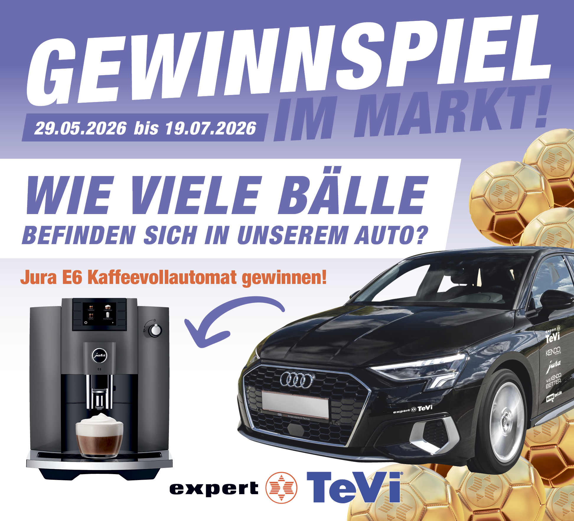 KW24-WM-Gewinnspiele-expert-TeVi-Baelle-zaehlen Gewinnspiel im TeVi MARKT: Bälle im Auto zählen und Jura E6 Kaffeevollautomat gewinnen!