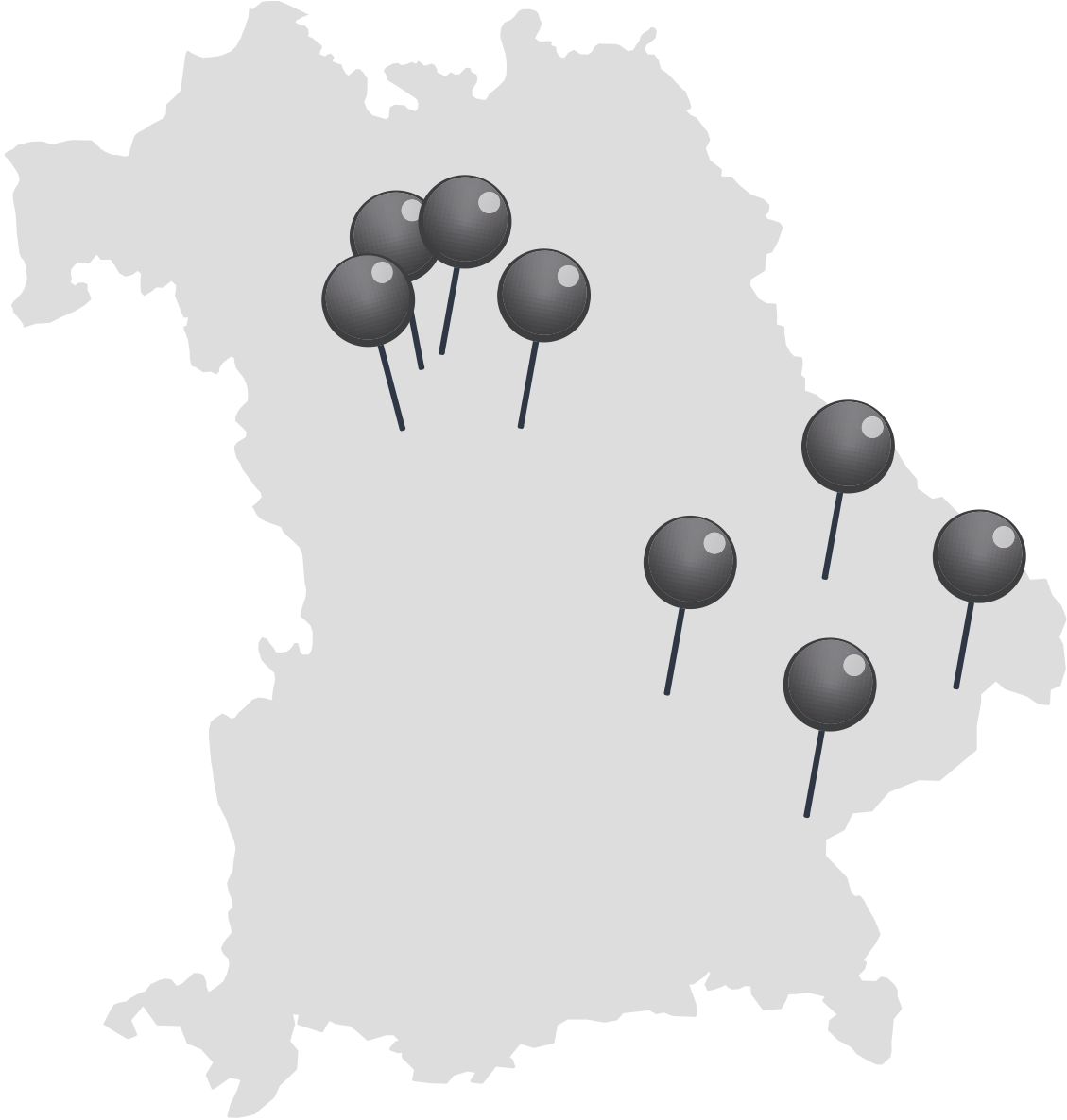 Bayernkarte mit Standortpins