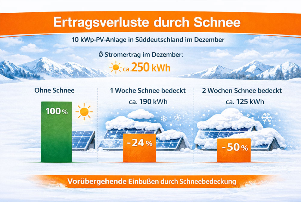 Ertragsverluste von Solaranlagen in Süddeutschland durch Schnee im Winter